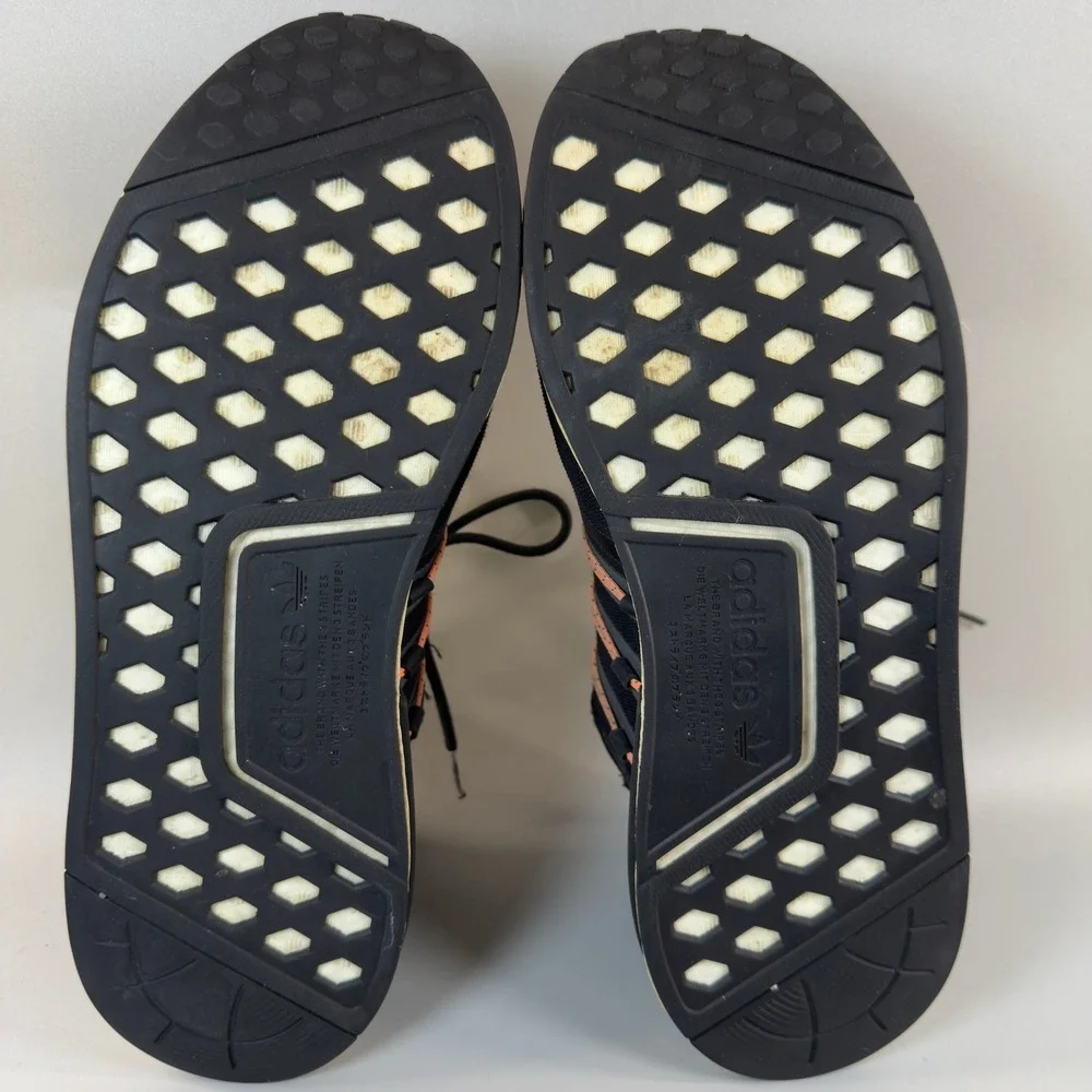 Adidas NMD R1 Mens 12 Running Shoes Black White Lace Up‎ Low Training Sneakers
